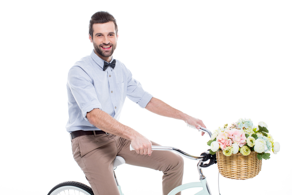 Man riding hipster bicycle   - Photo, Image