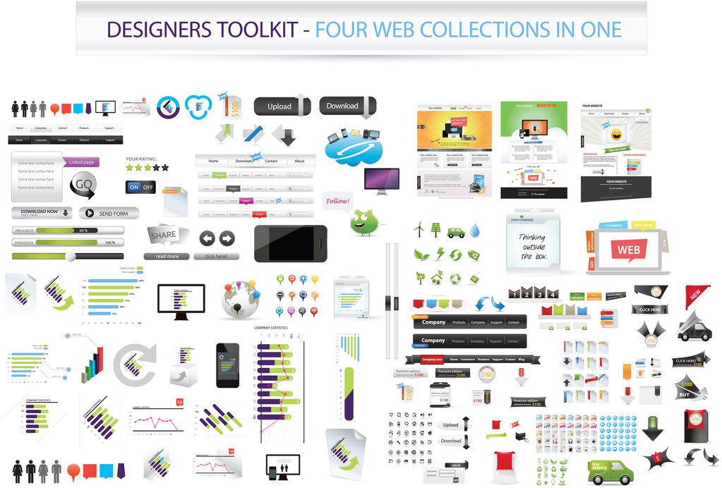 ontwerpers toolkit - vier web collecties in een - Vector, afbeelding
