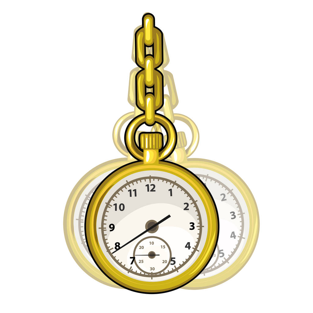 Relógio vintage de ouro em uma corrente. Vetor isolado
 - Vetor, Imagem