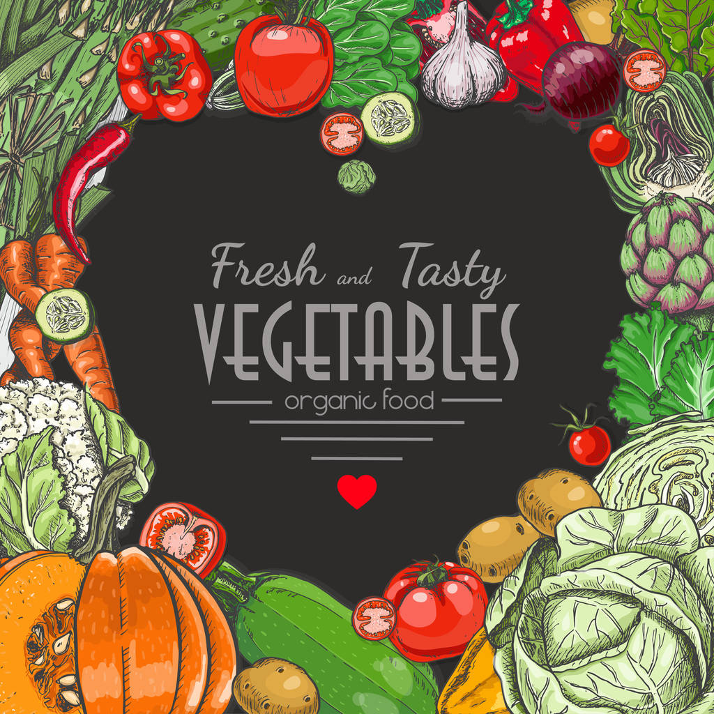 Hintergrund mit farbigem Gemüse - Vektor, Bild