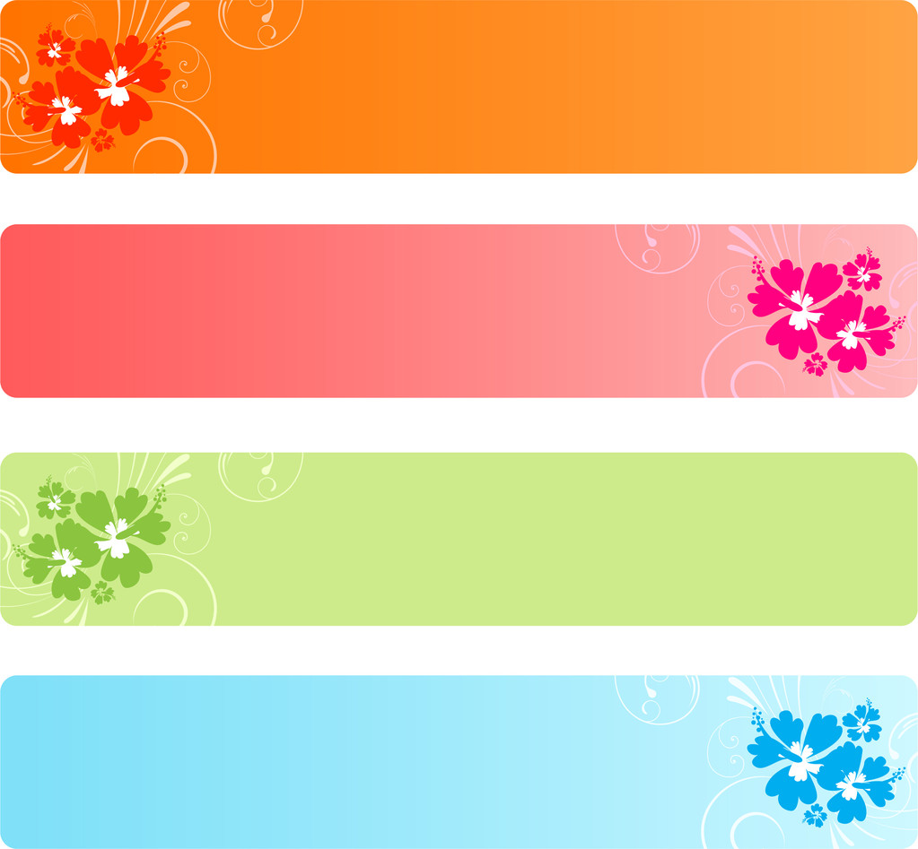 Цветные баннеры с цветами
 - Вектор,изображение