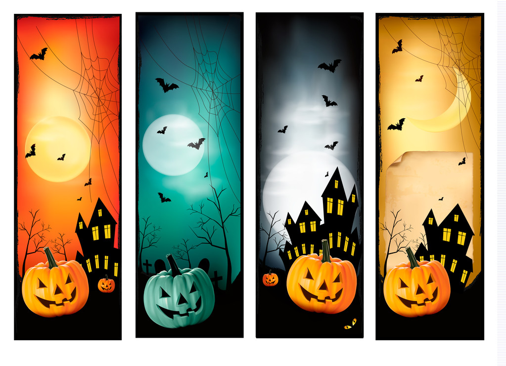 Four Halloween banners Vector - Vector, Image