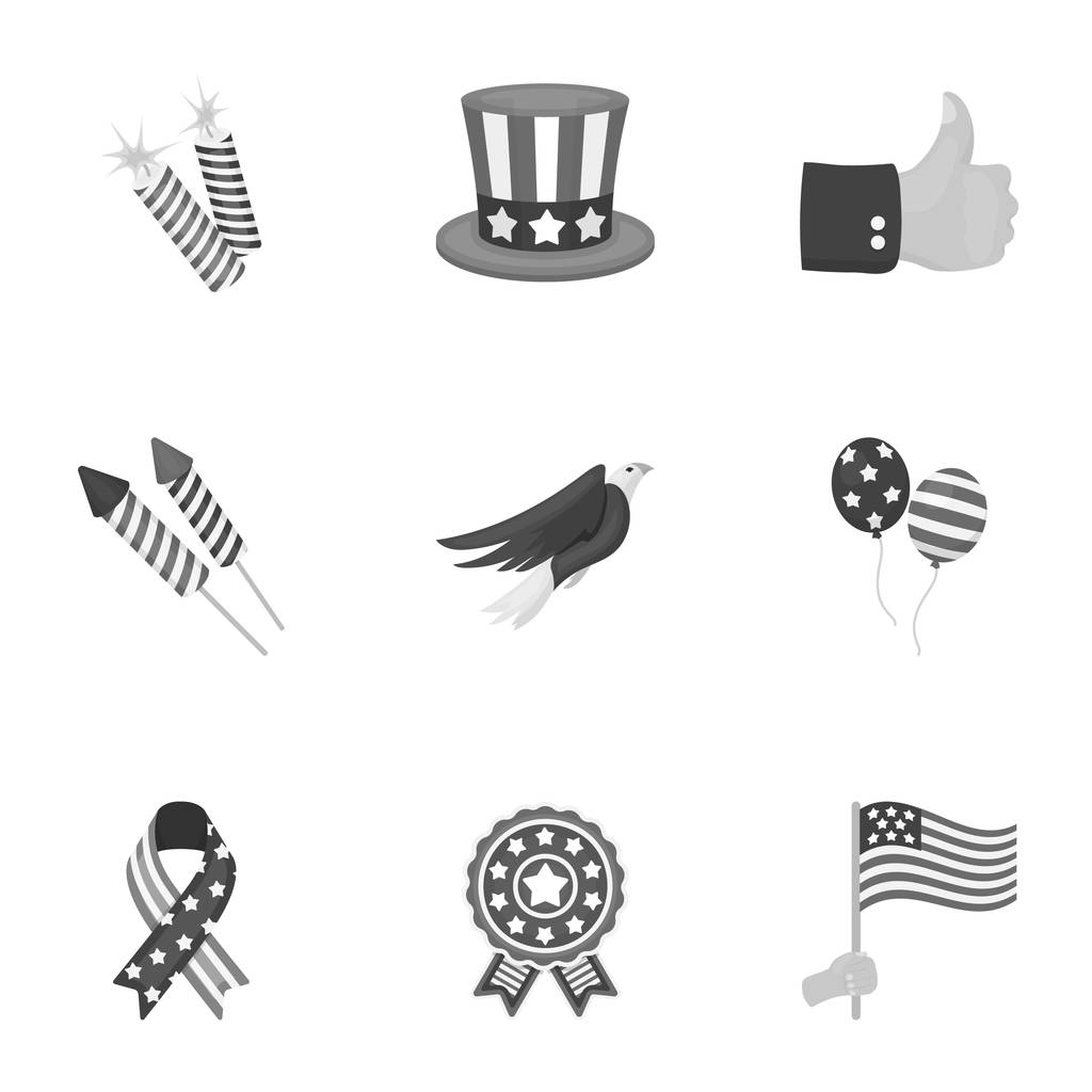 Patriot Day establece iconos en estilo monocromo. Gran colección de Día del Patriota vector símbolo stock ilustración
 - Vector, Imagen