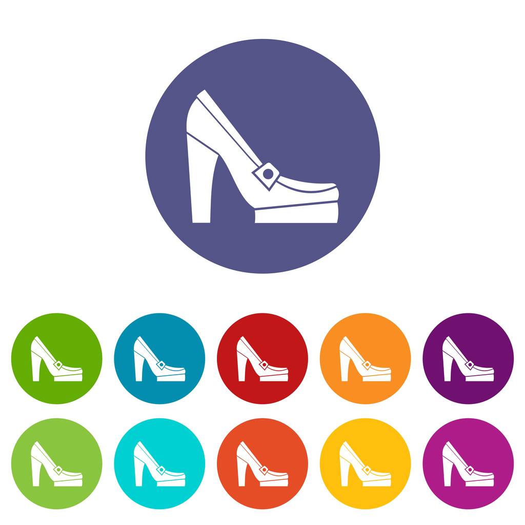 Készlet ikonok-női cipő, platform - Vektor, kép