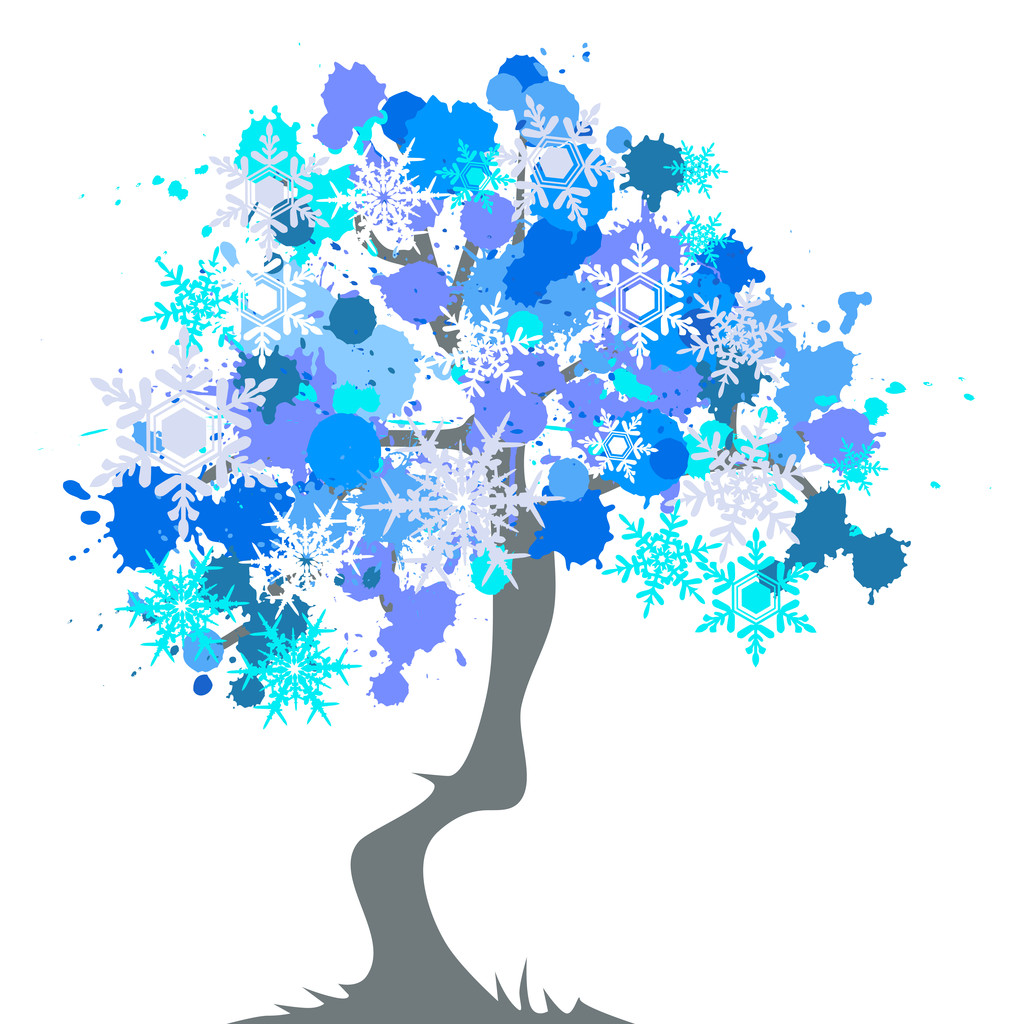 Зима - абстрактное дерево
 - Вектор,изображение