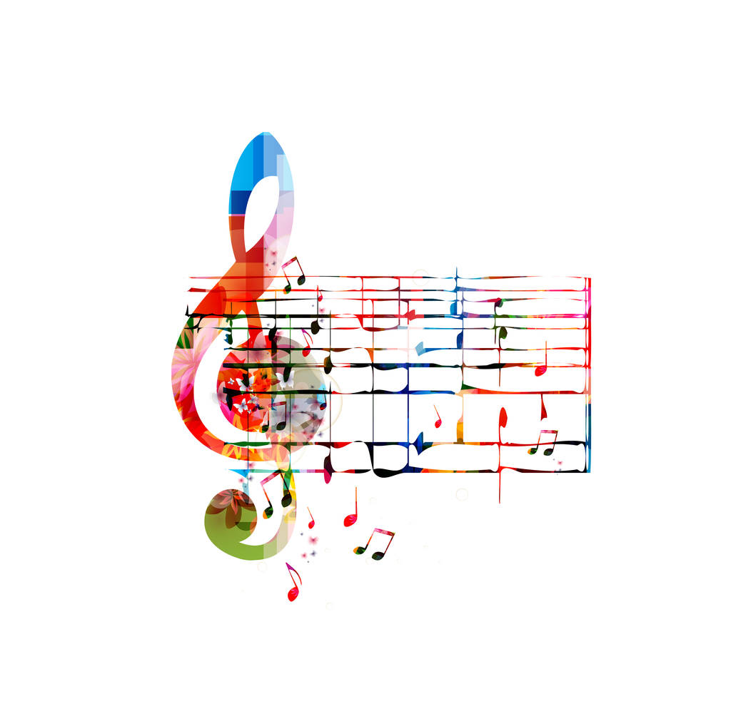 Шаблон творческой музыки с нотами
 - Вектор,изображение