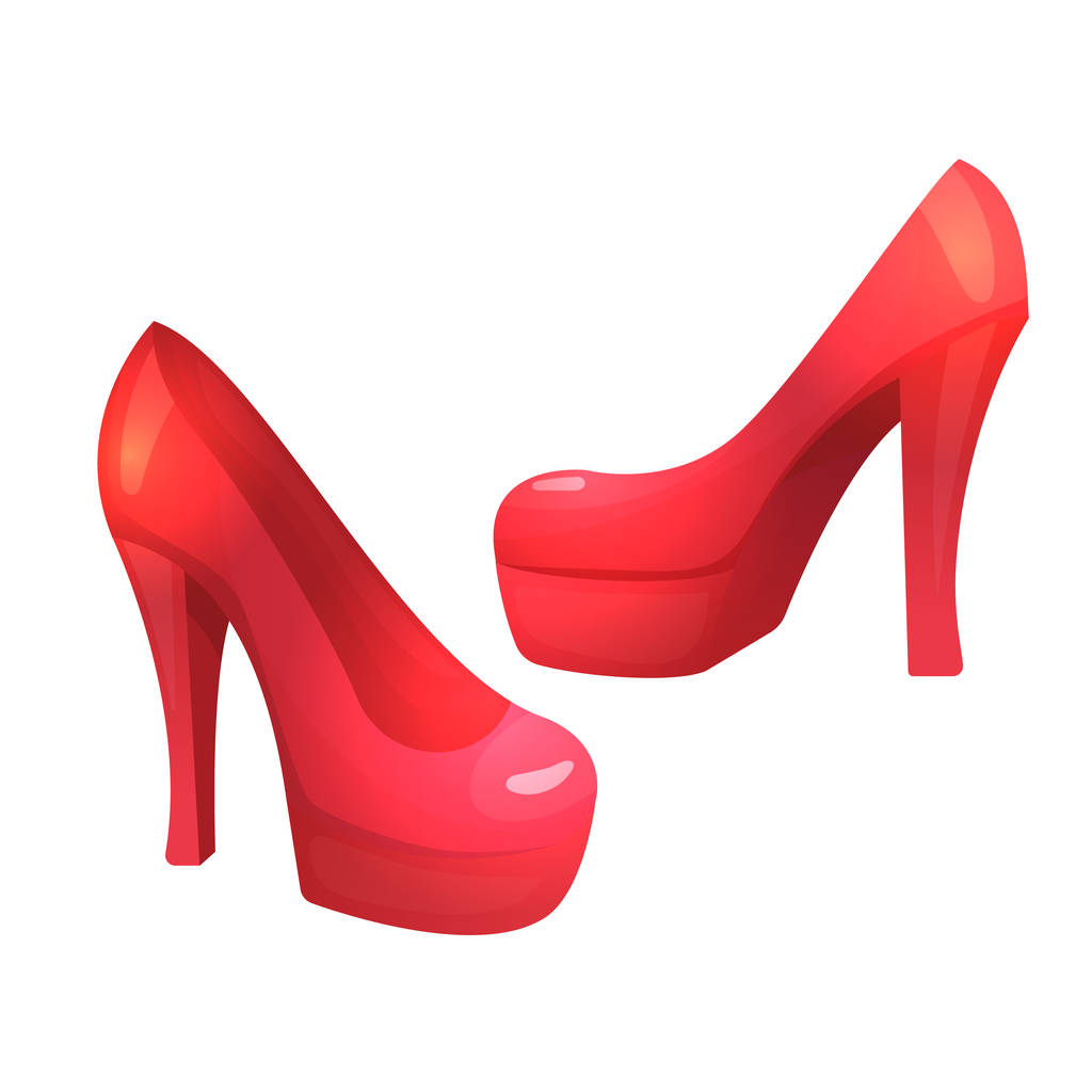 Πολύχρωμο κινούμενα σχέδια κόκκινα ψηλοτάκουνα παπούτσια - Διάνυσμα, εικόνα