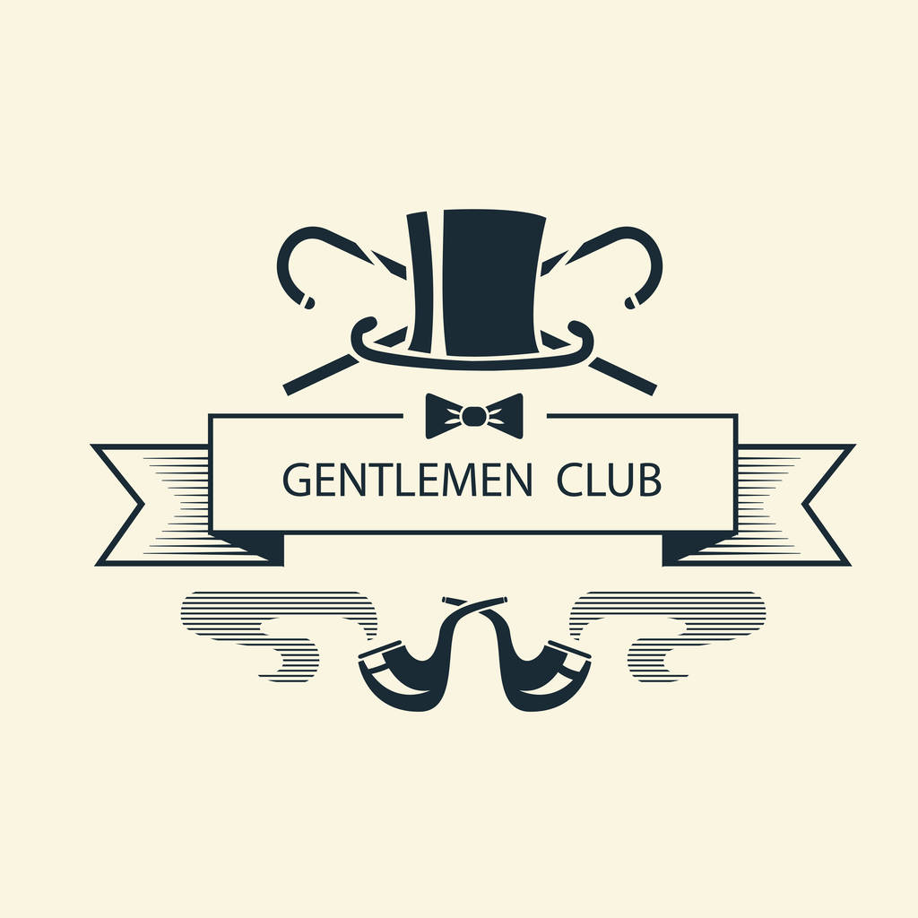 Gentleman club logotipo template.Vintage simbolo
 - Vettoriali, immagini