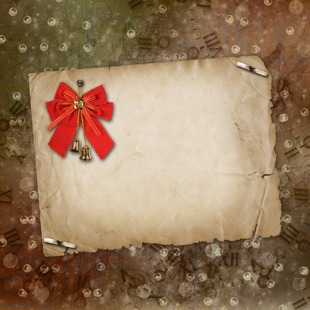 Kerst bells met rode strik op de abstracte achtergrond - Foto, afbeelding