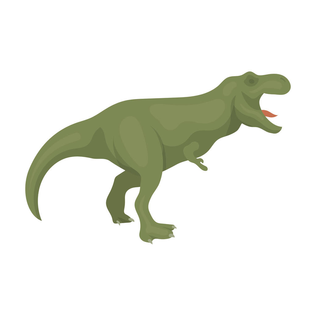 Dinosaurio Tyrannosaurus icono en estilo de dibujos animados aislado sobre fondo blanco. Dinosaurios y símbolos prehistóricos stock vector ilustración
. - Vector, imagen