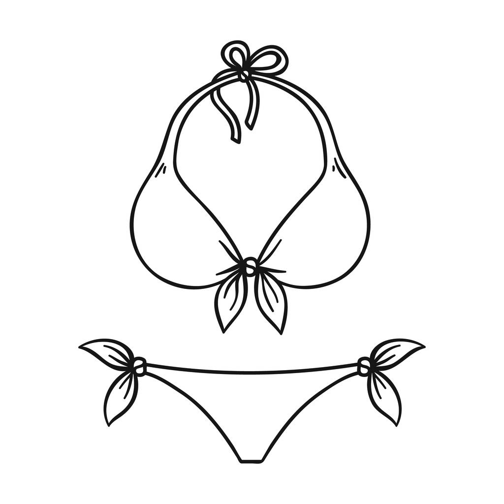 Ikona bikini w stylu konspektu na białym tle. Surfing symbol Stockowa ilustracja wektorowa. - Wektor, obraz