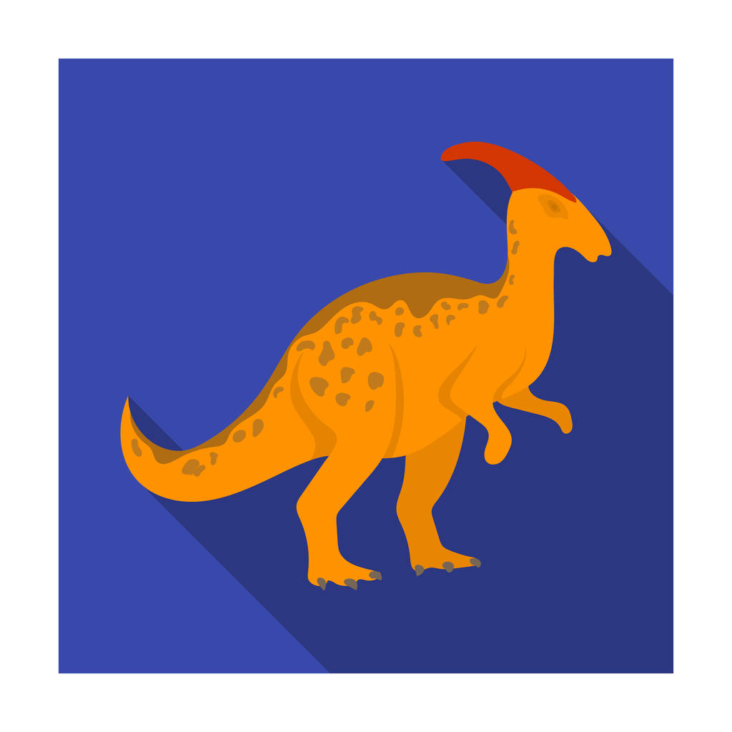 Икона динозавра Паразауролофа в плоском стиле выделена на белом фоне. Динозавры и доисторические символы
. - Вектор,изображение