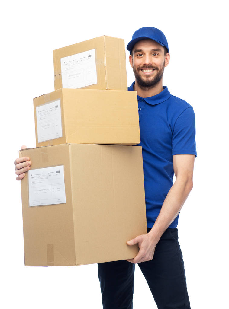 щасливий чоловік доставки з посилкою
 - Фото, зображення