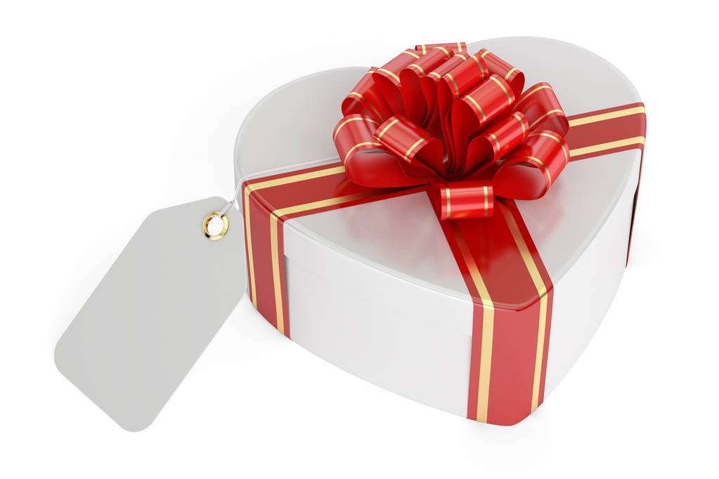 Concepto del Día de San Valentín. Caja de regalo en forma de corazón con bla
 - Foto, Imagen