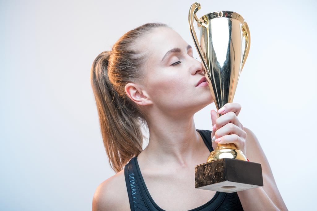 vrouw bedrijf trofee - Foto, afbeelding