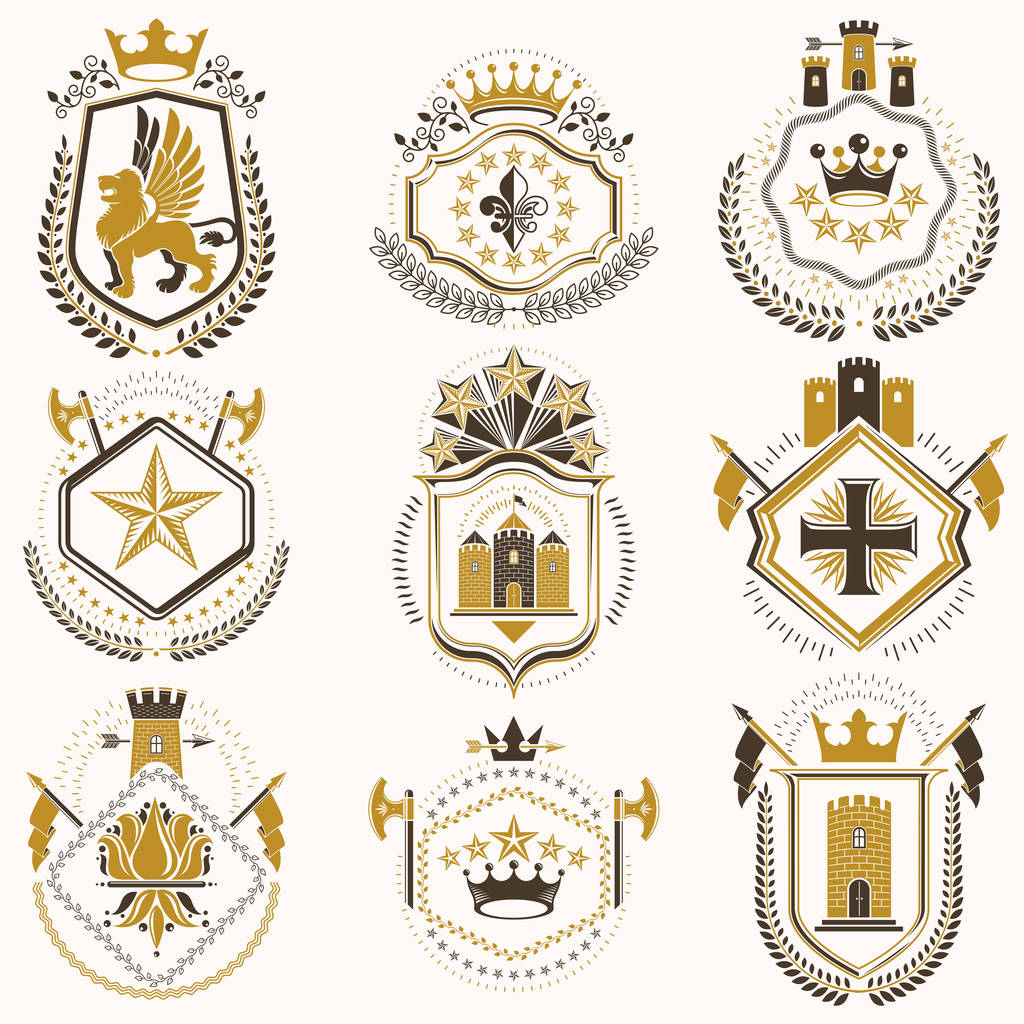 Ícone de emblema heráldico
 - Vetor, Imagem