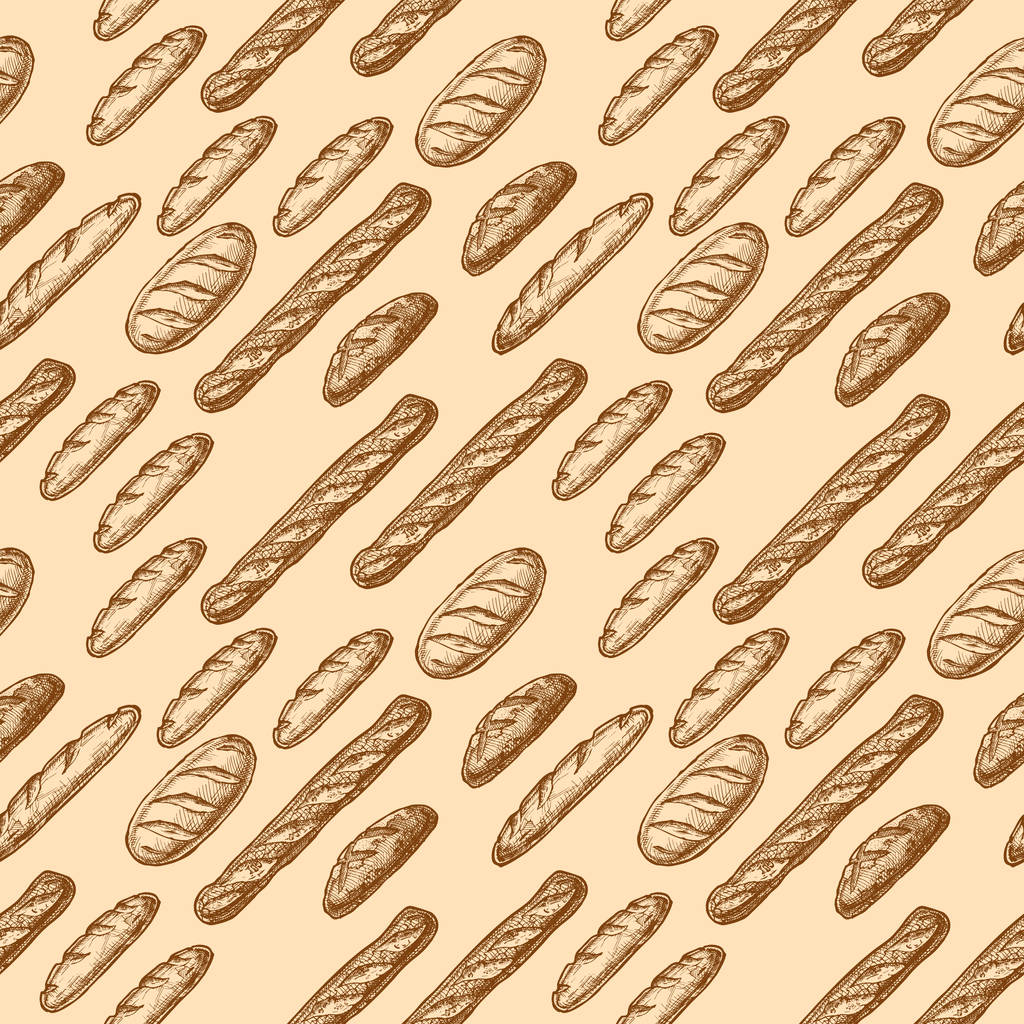 seamless pattern with long loaf and baguette - Vector, Image