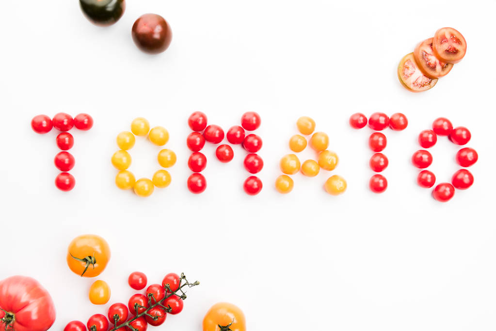カラフルなトマトの単語 - 写真・画像
