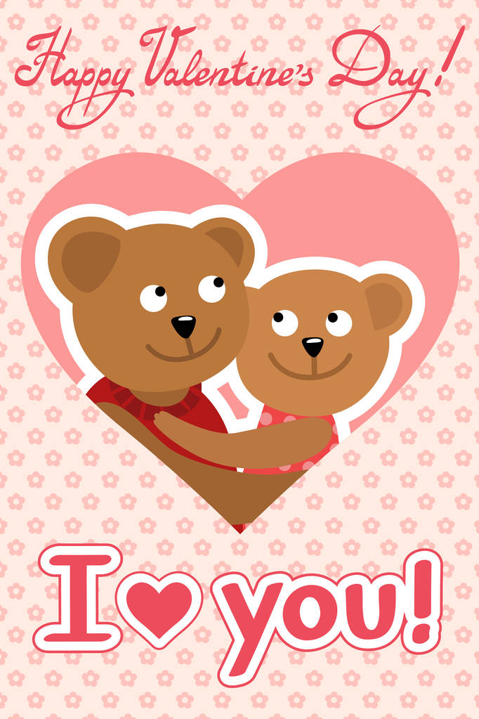 Un paio di orsi che si abbracciano. Illustrazione vettoriale della carta di congratulazione di San Valentino
. - Vettoriali, immagini