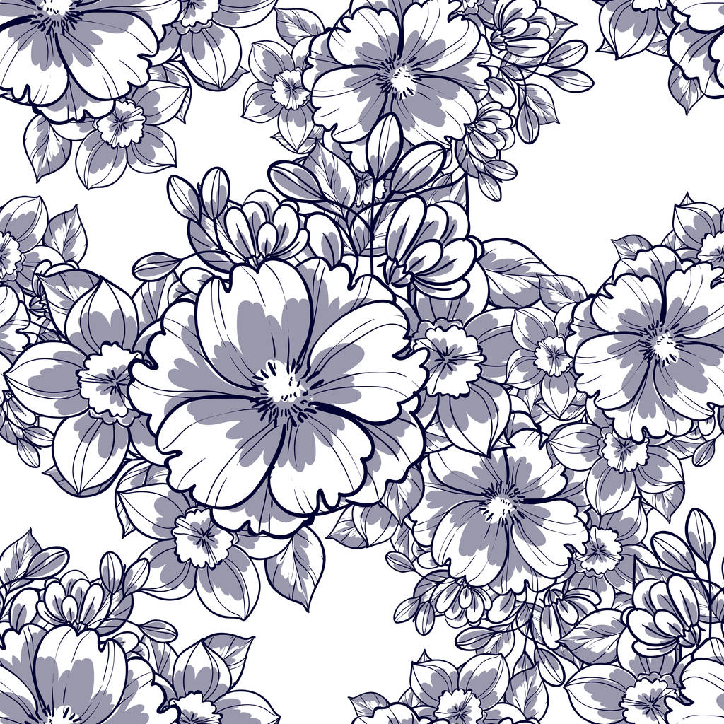 Patrón con elementos florales
 - Vector, Imagen