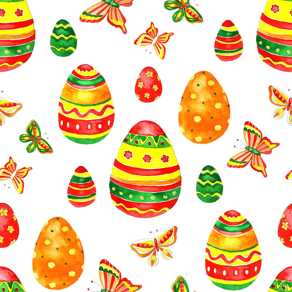 Modèle de Pâques sans couture avec des œufs sur fond blanc
. - Photo, image