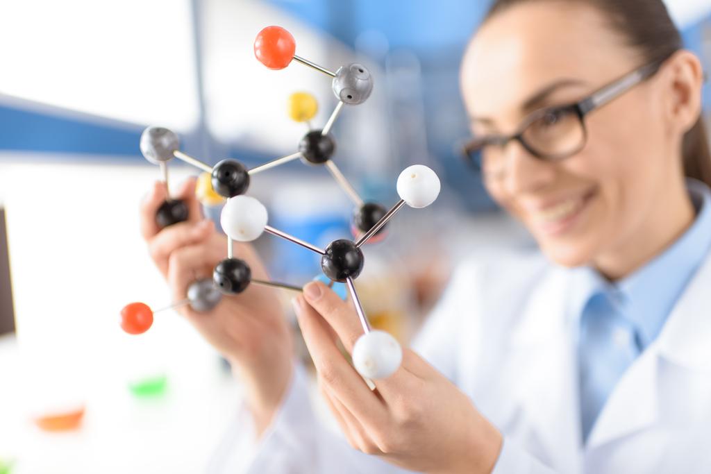 scientist with molecular model - Photo, Image