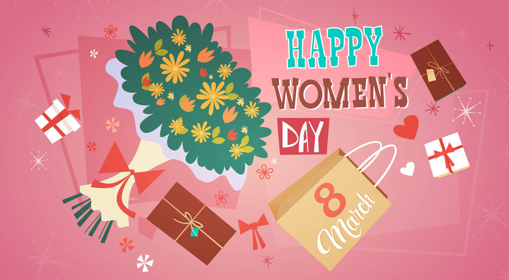 8 Μαρτίου ημέρα γυναίκας ευχετήρια κάρτα ρετρό αφίσα - Διάνυσμα, εικόνα