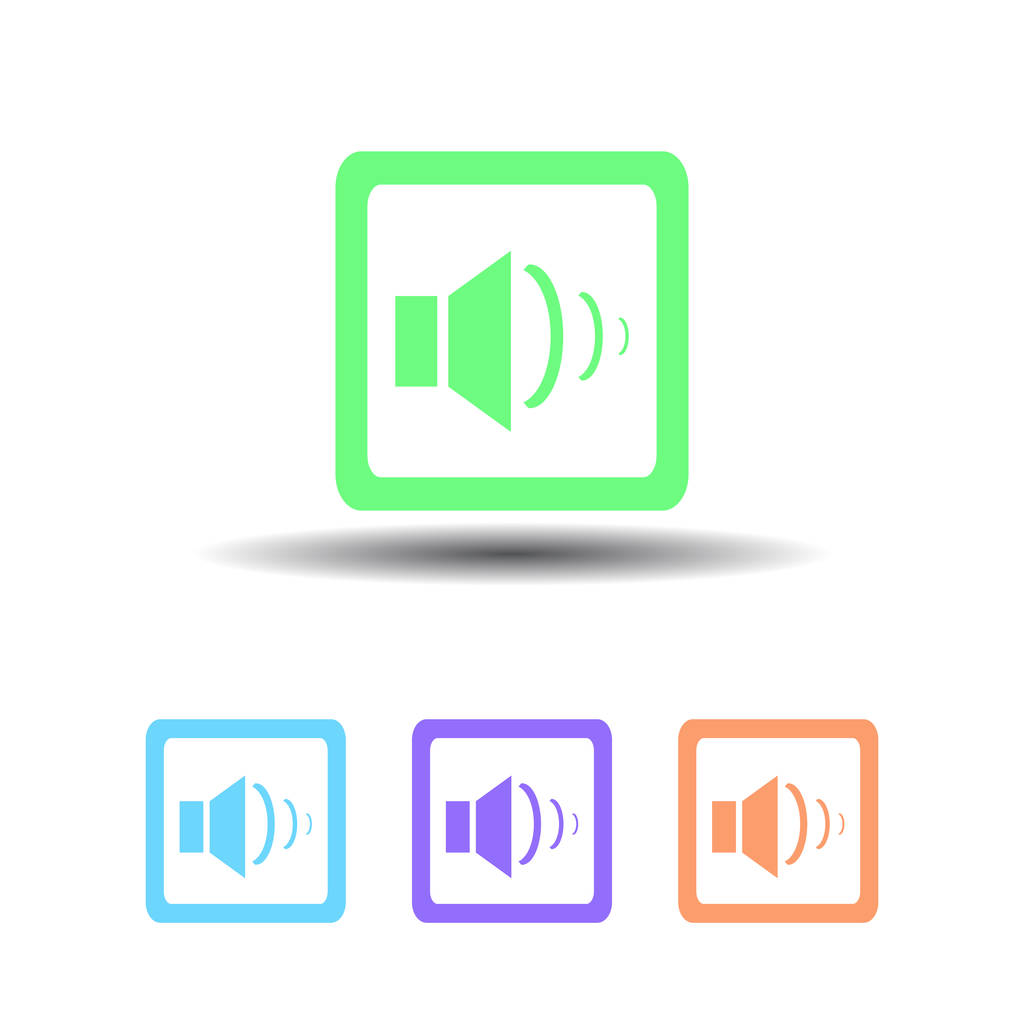 четыре кнопки со значком звука на белом фоне
 - Вектор,изображение