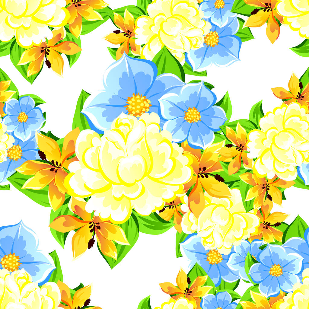 Varrás nélküli gyönyörű virágos mintával - Vektor, kép