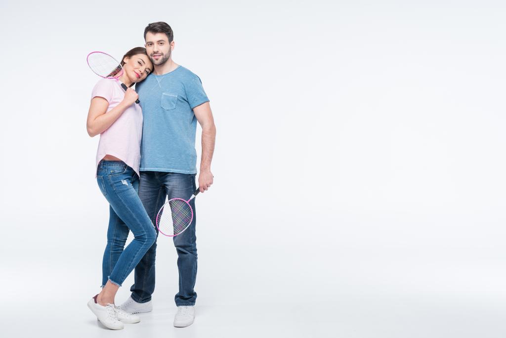 Paar mit Badmintonschläger  - Foto, Bild