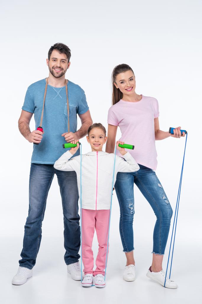 family with jump ropes - Photo, Image