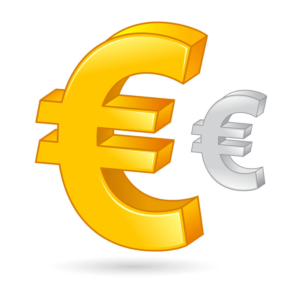 Gouden en zilveren geld eurosymbool - Vector, afbeelding