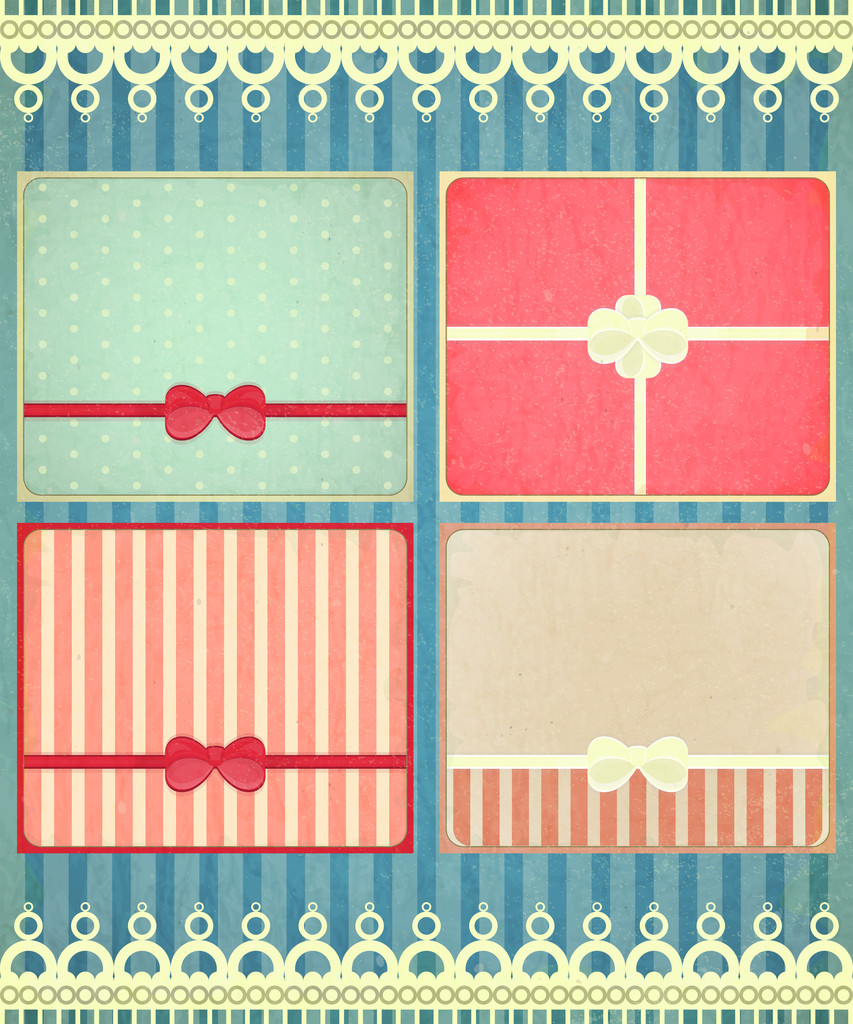 Set of four retro Holiday backgrounds - Vector, Image