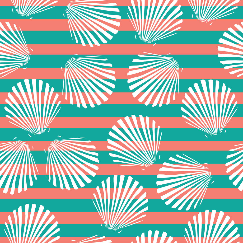 Conchas de mar patrón sin costura
 - Vector, imagen