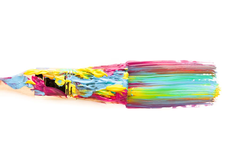 borstel en kleurrijke penseelstreek - Foto, afbeelding
