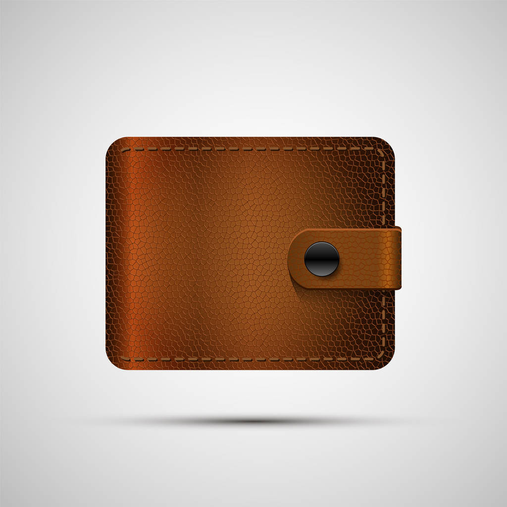 Brown Leather empty wallet . Vector illustration, eps 10. - Vector, Image