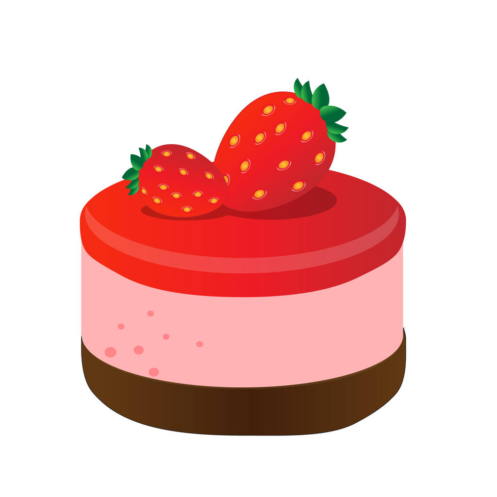 Geïsoleerde cartoon aardbei taart - Vector, afbeelding