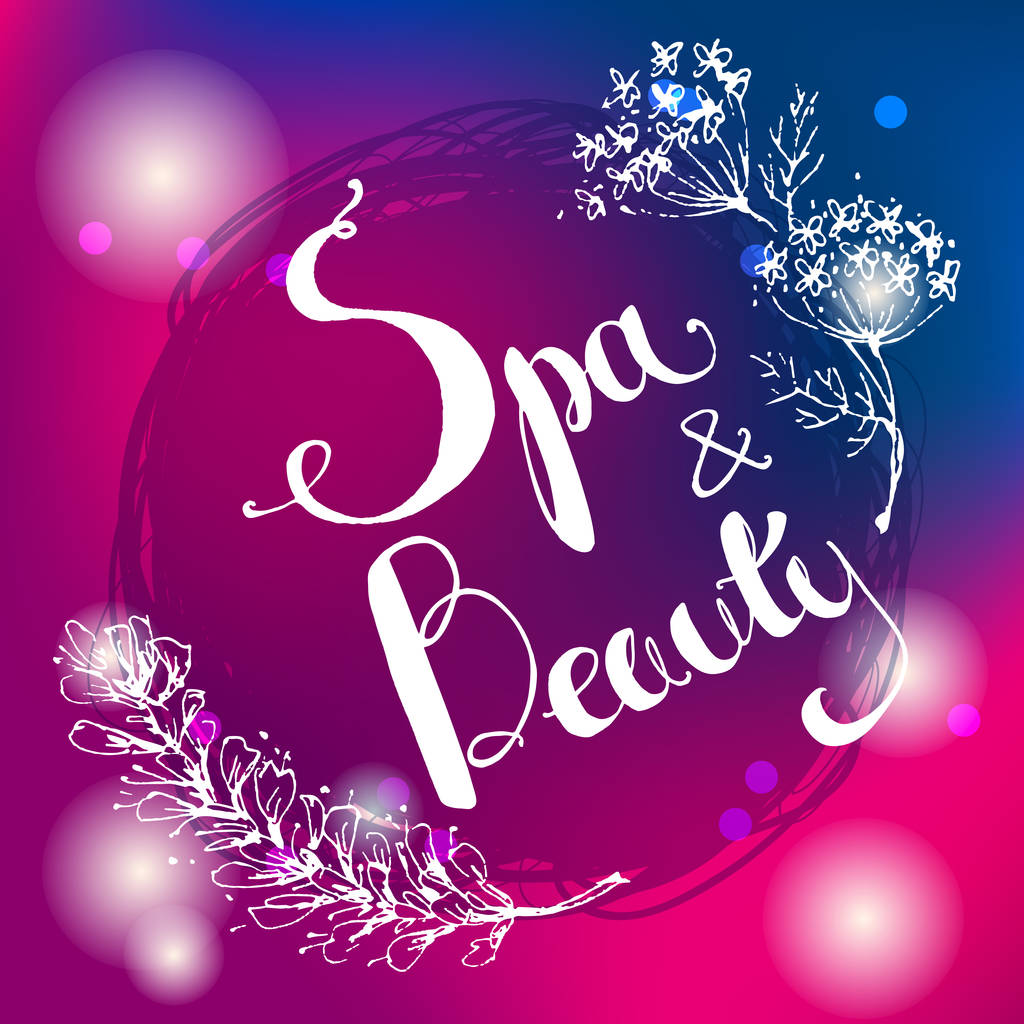 background with hand lettering. Spa and yoga. - Vector, Image