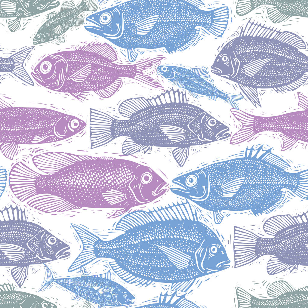 Ατελείωτες μοτίβο ψαριών του γλυκού νερού - Διάνυσμα, εικόνα