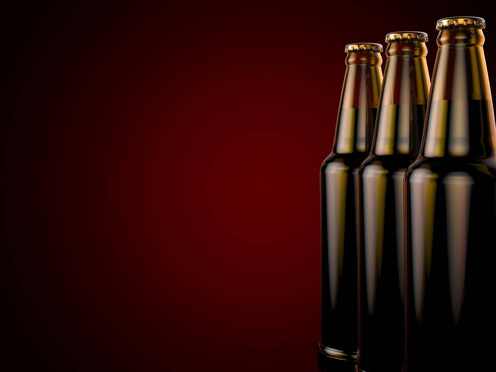 Bottiglie di birra su fondo rosso. Illustrazione 3d
. - Foto, immagini