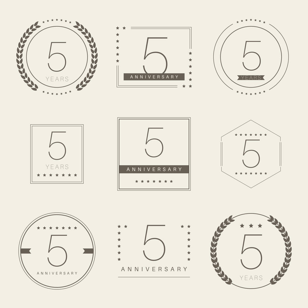 Five years anniversary celebration logotype. 5th anniversary logo collection. - Vector, Image
