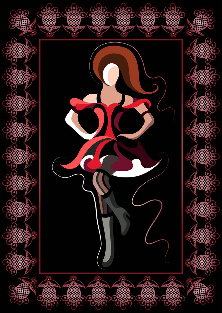 Grafická ilustrace s kabaretní tanečnice 3 - Vektor, obrázek