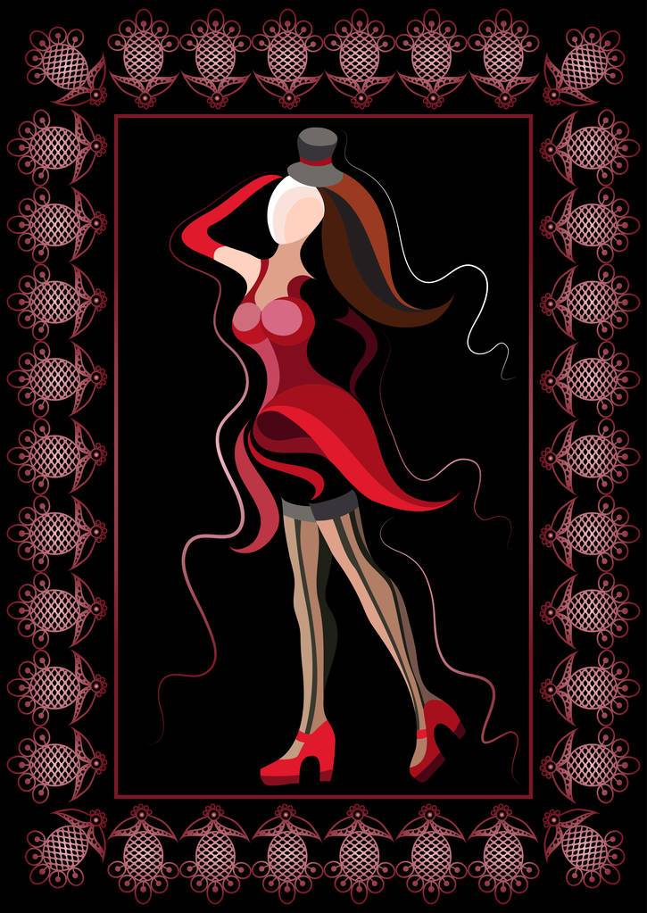 Illustrazione grafica con la ballerina di cabaret 8
 - Vettoriali, immagini
