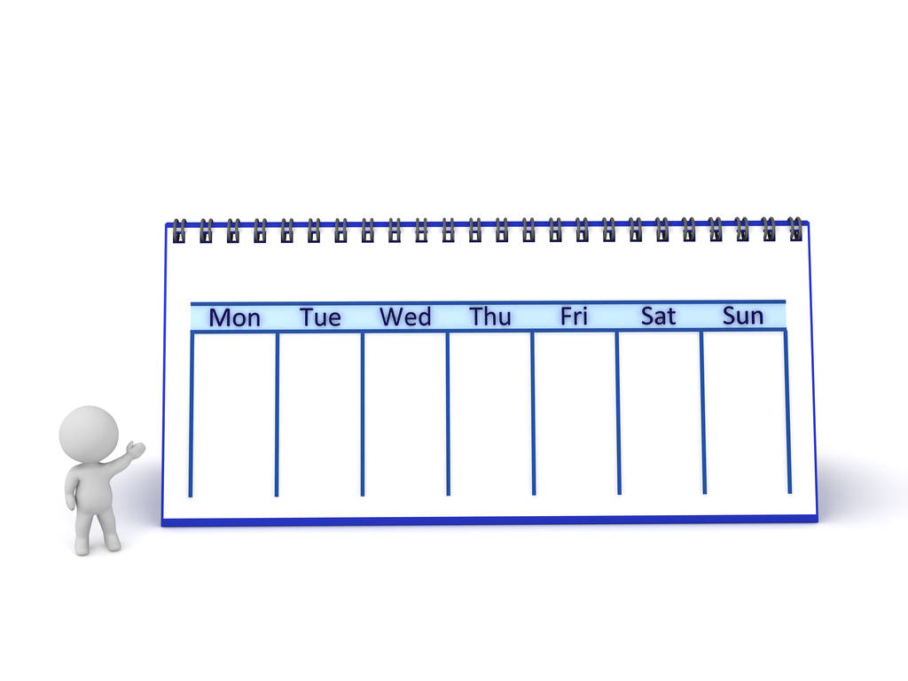 3 d の文字が大きい週のカレンダーを表示 - 写真・画像