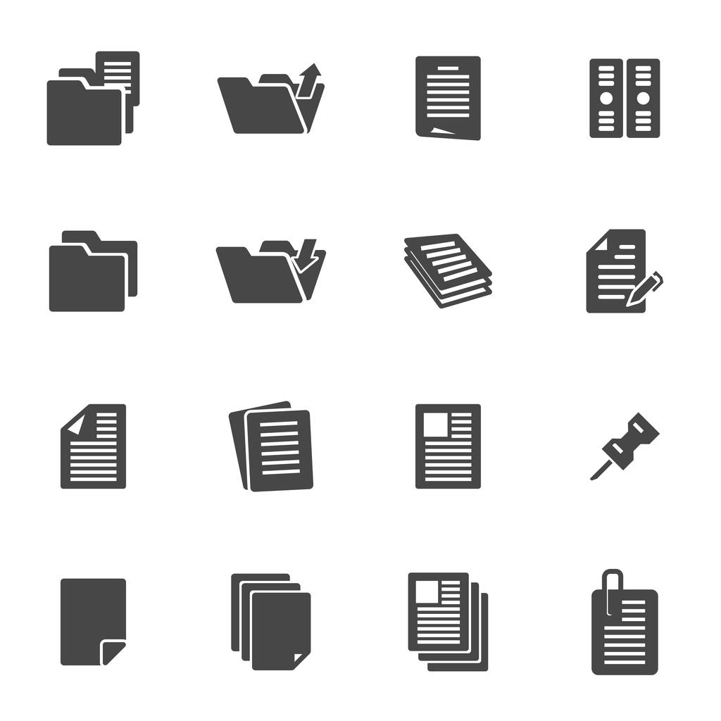 Set di icone del documento nero vettoriale
 - Vettoriali, immagini