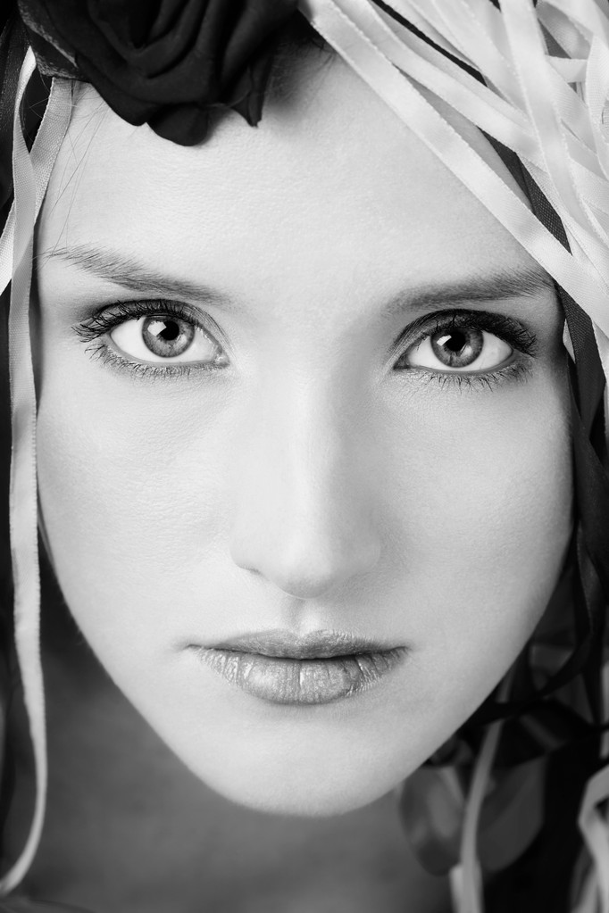 Fekete-fehér glamourous portré, szép lány - Fotó, kép