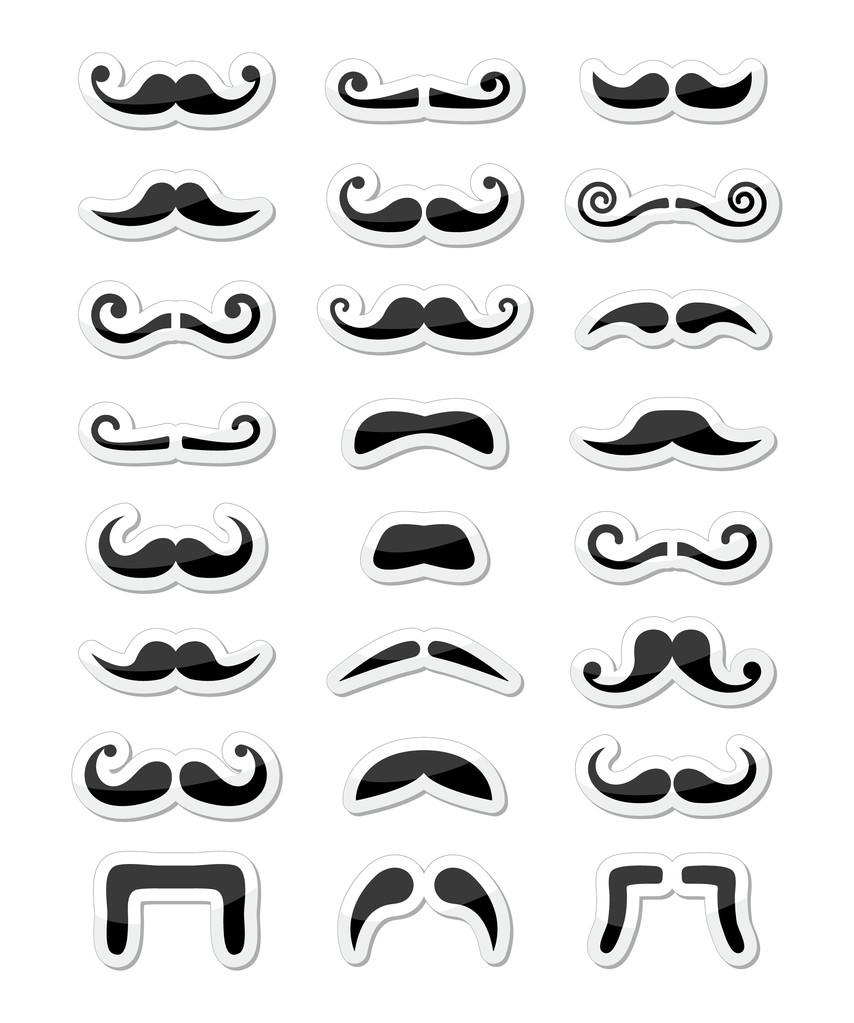 Iconos de bigote / bigote aislados configurados como etiquetas
 - Vector, imagen