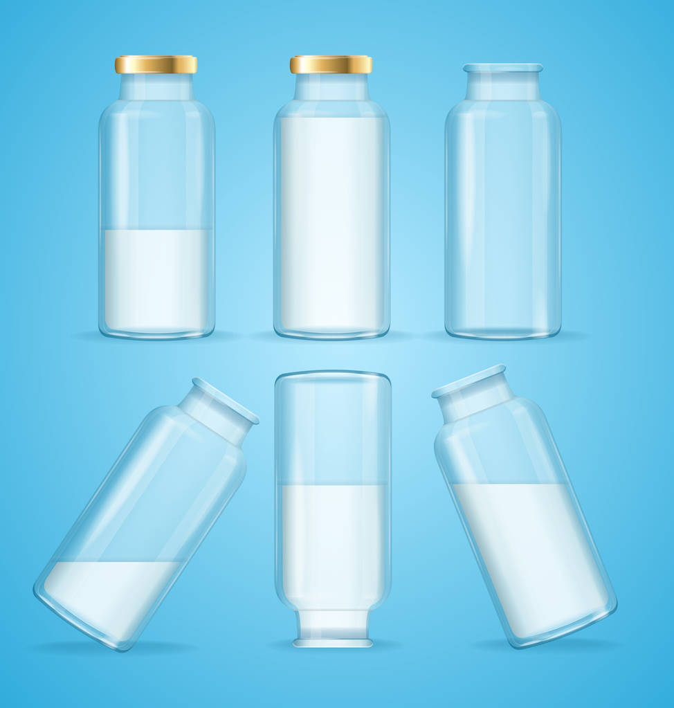 Milk Bottles Drink Set. Vector - Vector, Image