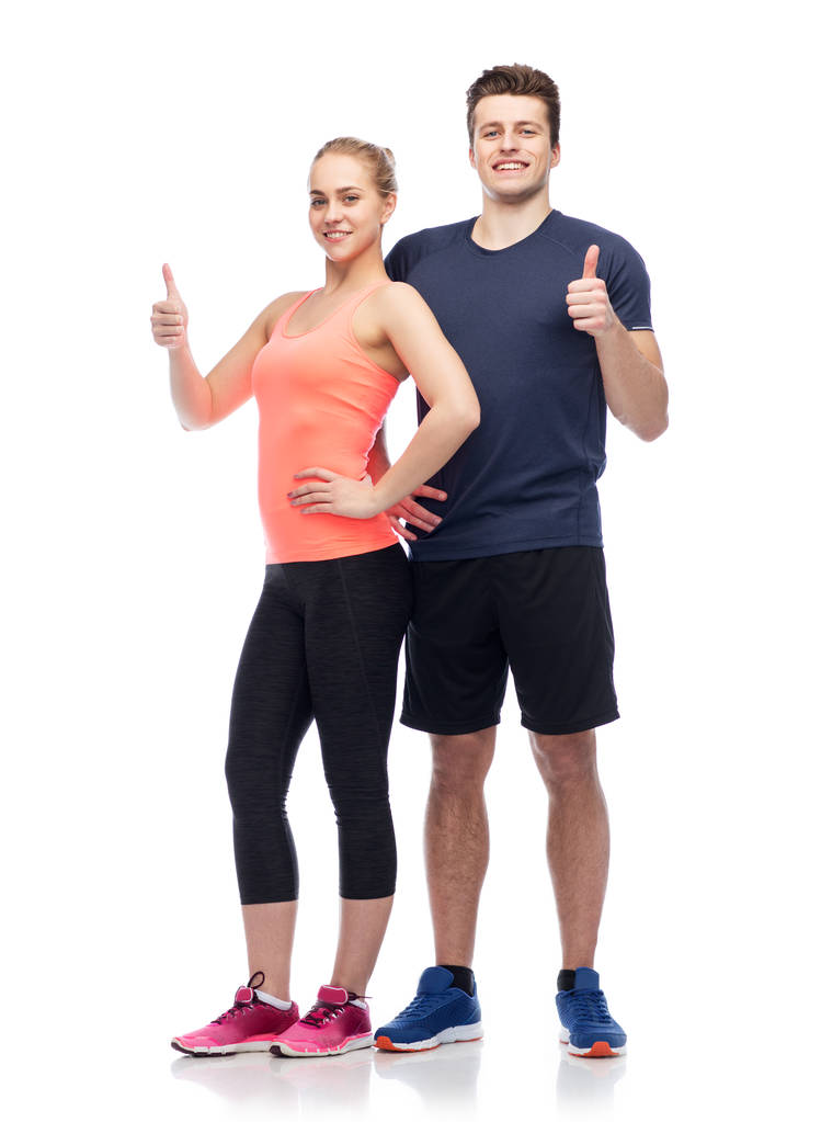 boldog, sportos férfi és nő remek felbukkan - Fotó, kép