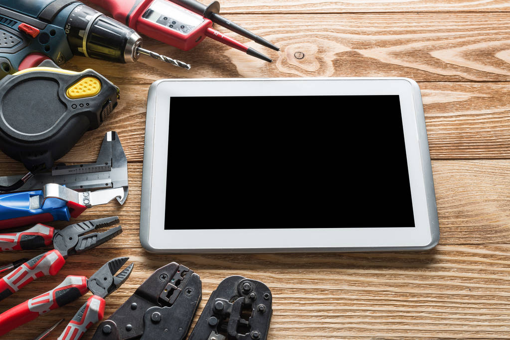 Variety of tools of builder and tablet pc - Photo, Image